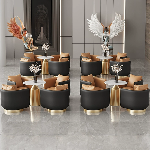 Легкий роскошный одиночный диван -стул вращающийся гостиничный прием в кафе кафе для отдыха досуга, переговоры о таблице и комбинации стула