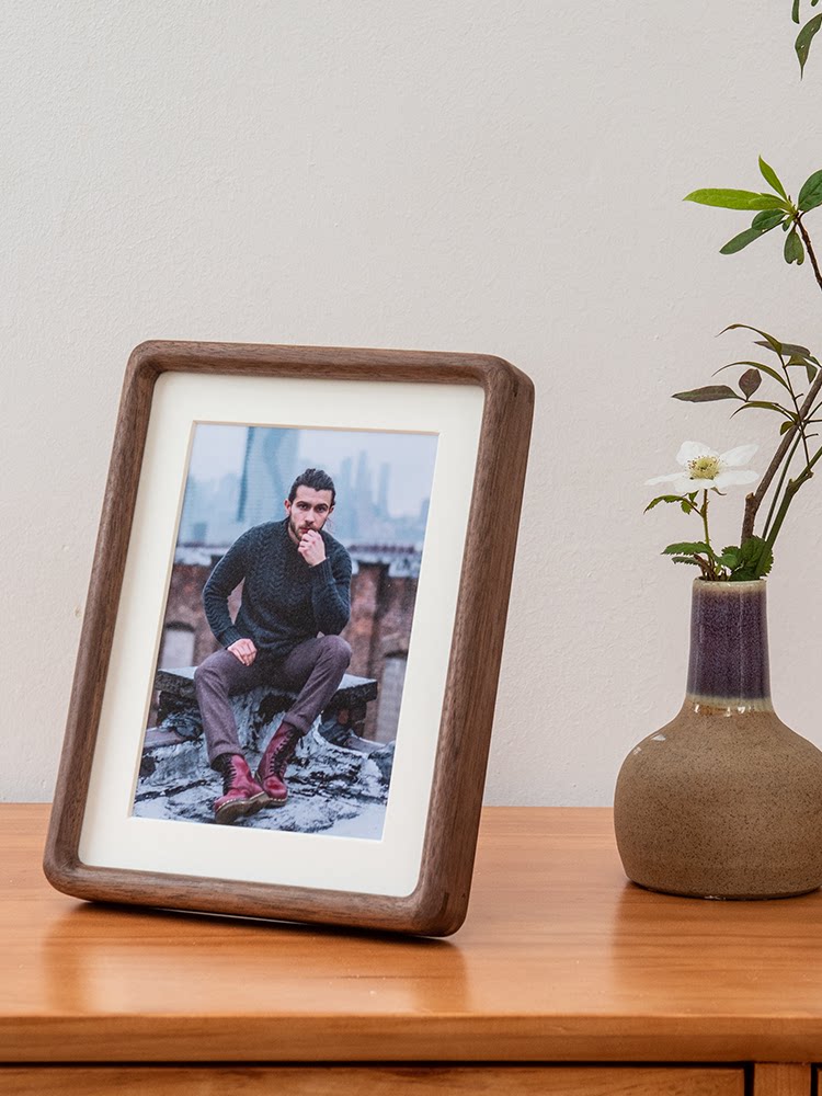 Black walnut photo frame table solid wood photo frame custom picture frame hanging wall 6 8 inch a4 washed photos made of photo frame ornaments