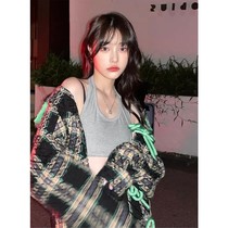 2021 New Early Autumn Lukewarm Wind Women Dress Goddess Fan Design Sensation Jacket Cardigan Style Fashion Plaid Top Tide