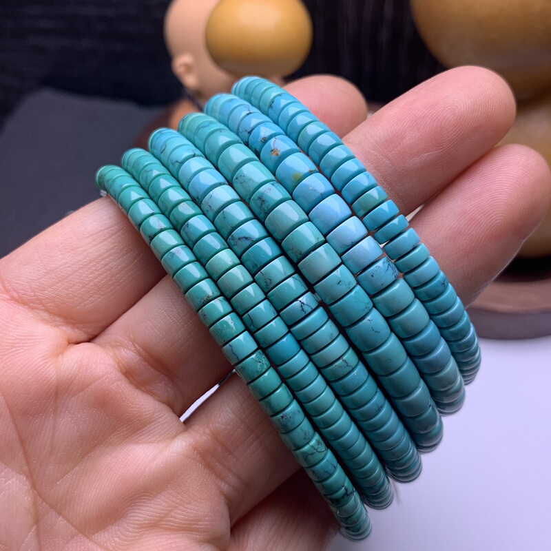 Hubei Shiyuan Natural Turquoise Straight-Cut Bracelet for Women, Water Grass Pattern Small Bracelet, High-Quality Porcelain, Genuine and Authentic, Collectible Accessory