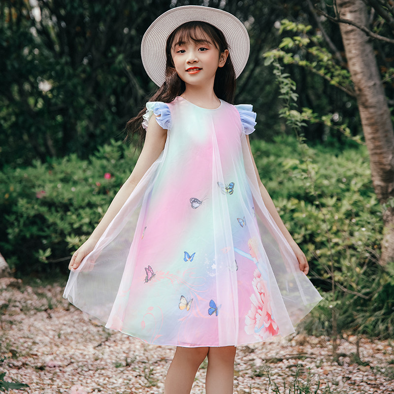 Girls dress 2021 new childrens summer baby skirt summer style little fairy yarn dress childrens summer