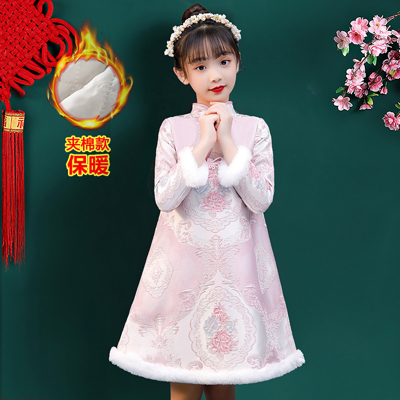 Girls  autumn and winter cheongsam modified baby dress Yang Qi cotton Childrens Han clothing New Years New Years skirt