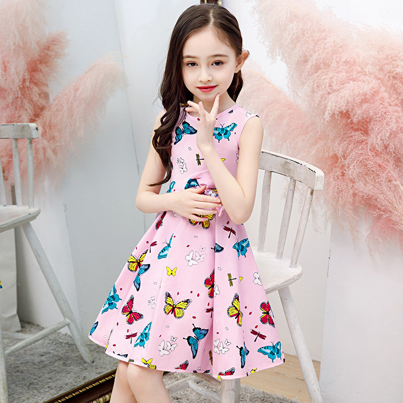 Girls dress Summer thin children baby vest skirt Big children princess dress Little girl foreign clothes