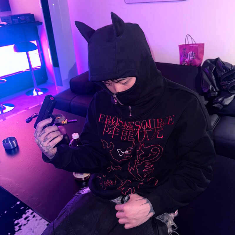 Erosivesource American Heavy Visual Style Embroider Niche Batman Zipper Drill Top Erosivesource American Heavy Visual Style Embroider Niche Batman Zipper Drill Top
