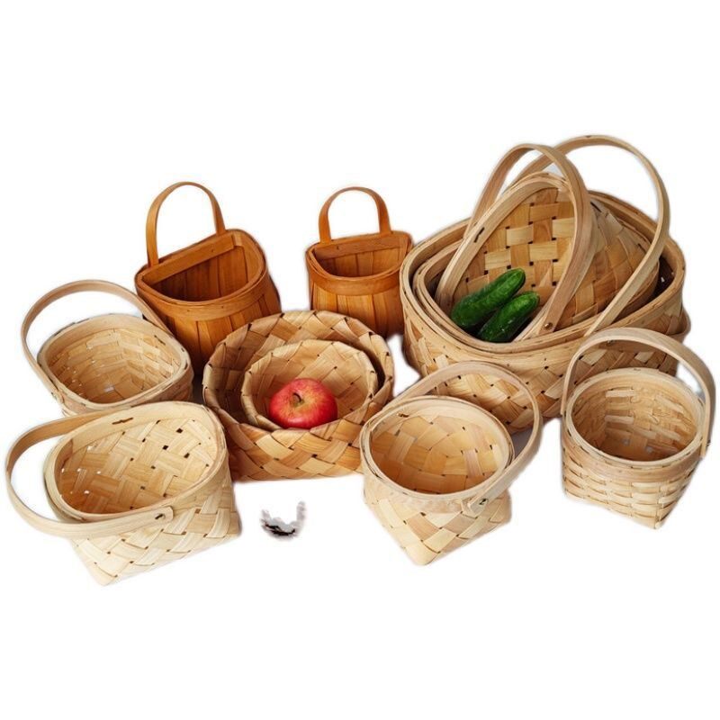 Picnic Basket Outdoor Basket Spring Tour Bamboo Basket Storage Basket Kindergarten Woven Fruit Egg Storage Box Rattan
