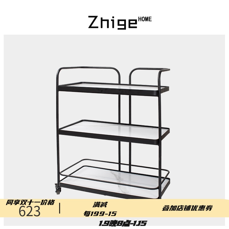 Nordic home mobile trolley kitchen dining room three-story creative shelf hotel commercial trolley wine truck