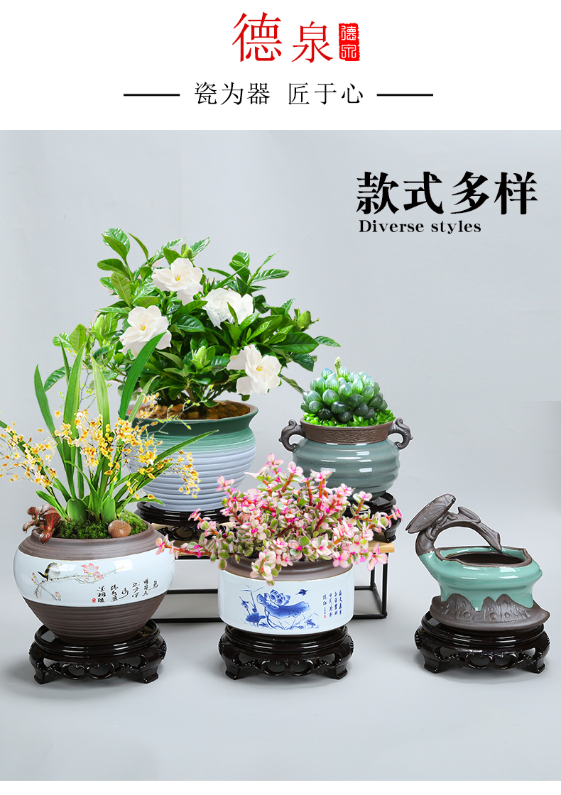 Old running the flowerpot more meat small creative move mage sexual special offer a clearance jingdezhen ceramic purple asparagus with tray