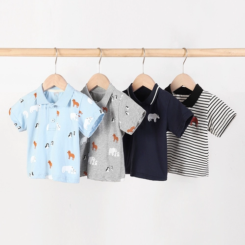Детская мультяшная летняя футболка polo для раннего возраста для отдыха, с вышивкой, короткий рукав, в корейском стиле