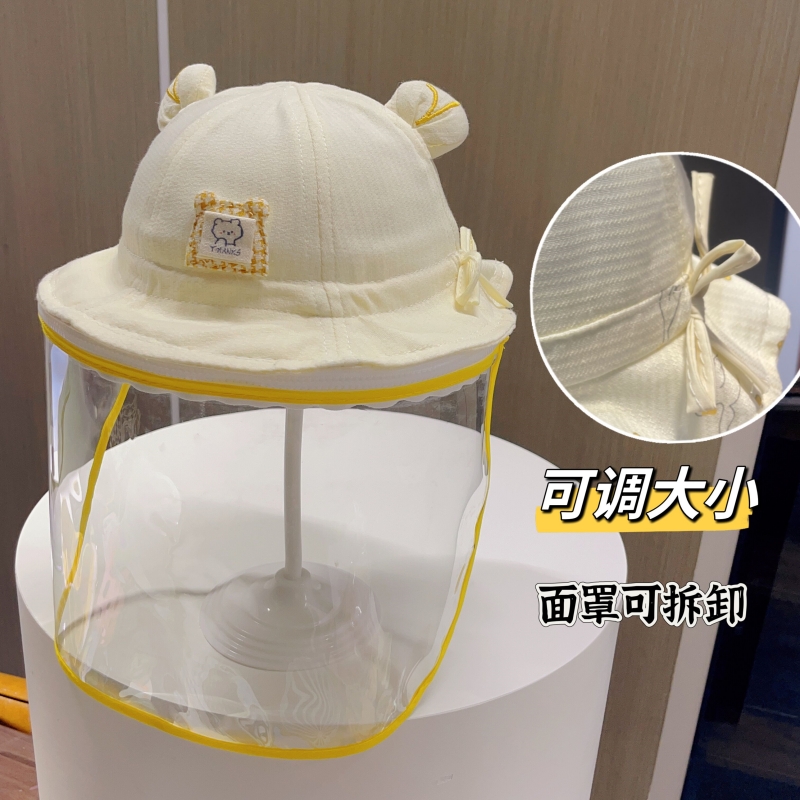 赤ちゃんの夏用防疫帽子、通気性のある薄いメッシュの泡防止マスク、月齢1ヶ月の赤ちゃんの隔離保護帽子