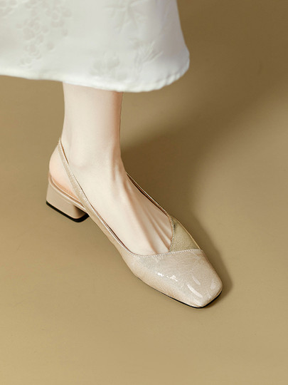 Очень удобные новые женские сандалии в китайском стиле с цветными блоками, квадратным носком, закрытым носком, летние ретро-универсальные туфли из натуральной кожи на массивном каблуке без задника.