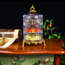 Crystal Matching Copper Multilayer Dry Fruits Snack Pan Home Creative Eurostyle Modern Living Room Tea Table Melon Seed Candy Containing Box