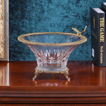 Eurostyle crystal inlaid copper big water fruit tray extravagant upscale American style home living room Villa Soft Adornment Pendulum