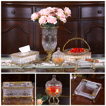 Eurostyle crystal vase upscale living-room luxury home glass transparent decorations American fruit tray Three sets of pendulum pieces