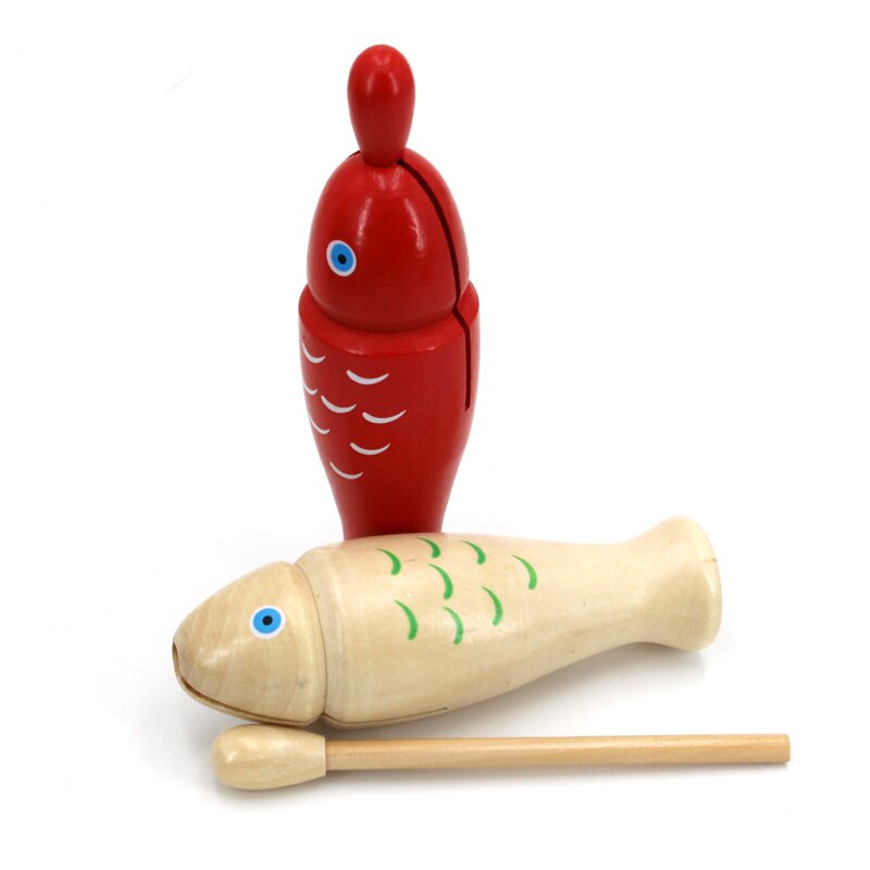 Percussion instrument fish-shaped clapstick Wood fish children's music teaching aids wooden infant puzzle Orff Miaoxi