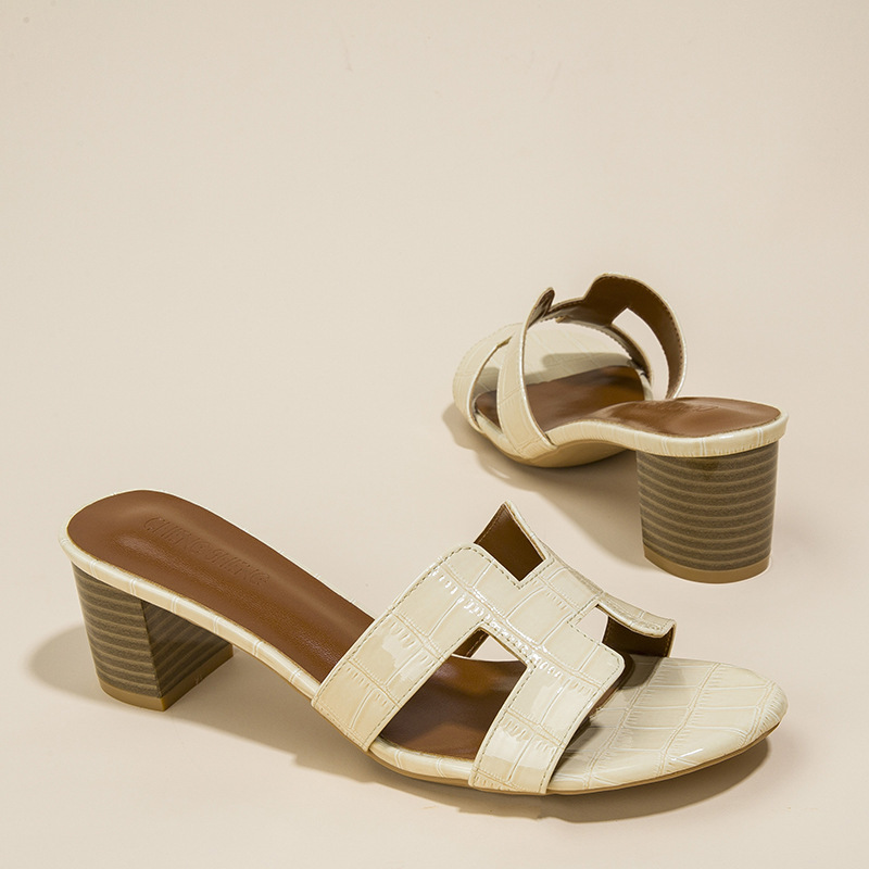 Suitable for Hermès Collaboration Women's Sandals, Summer 2026 New Style, Chunky Heel Summer Slippers Suitable for Hermès Collaboration Women's Sandals, Summer 2026 New Style, Chunky Heel Summer Slippers