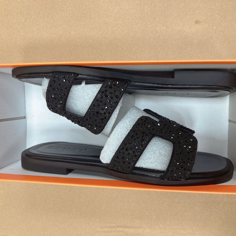 Suitable for Those Who Like Hermès X Zhanma Collaboration 2026 Slippers, Women's Summer Style Rhinestone Slide Sandals, Women's Sandals, Women's Shoes