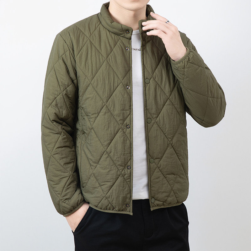 Diamond-Patterned Cotton Jacket 2024 Autumn and Winter New Style Layered Couple Style Three-Proof Wool Warm Lightweight Cotton Jacket