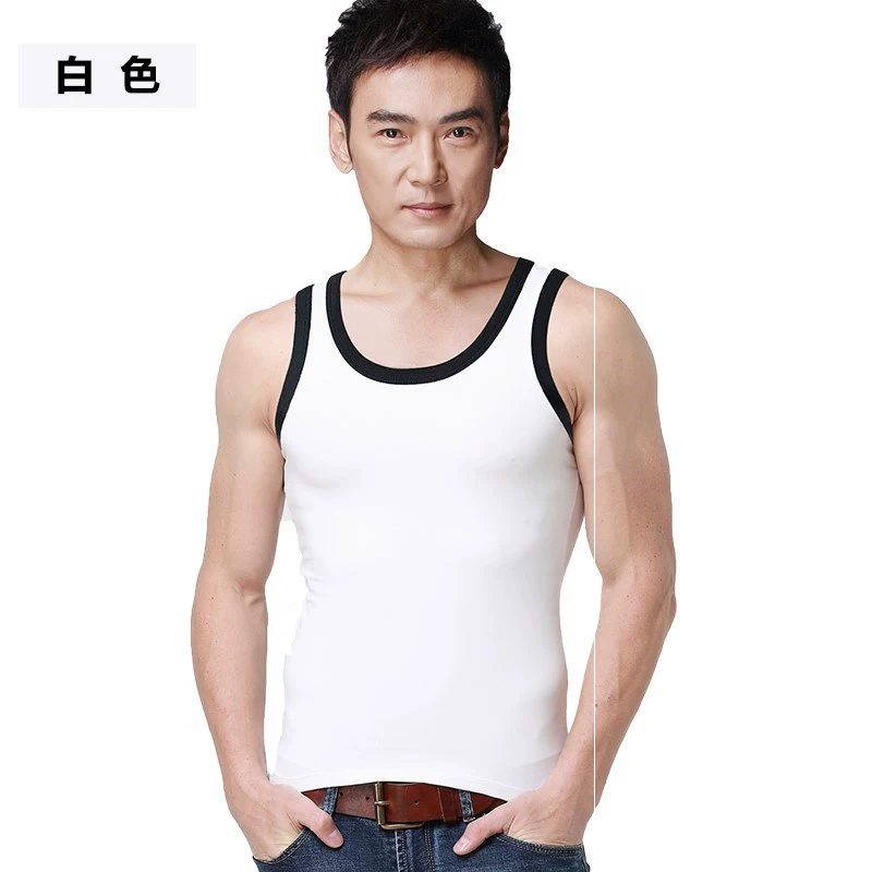 Thanh đáy cotton áo vest thanh niên nam mùa hè áo vest cotton nguyên chất trung niên thoáng khí không tay co giãn chéo - Áo vest