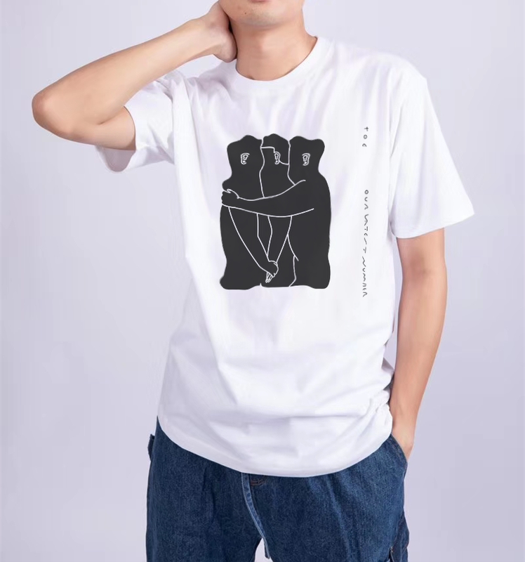 Digital Direct Print Toe Band Math Rock Print T-Shirt Short Sleeve Pure Cotton Loose Fit Unisex Heavyweight Hip-Hop Vintage Style