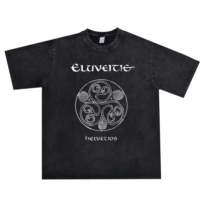 Screen-Printed Rock Metal Band Eluveitie Heavy-Duty Pure Cotton Short-Sleeve T-Shirt Vintage Loose American Style
