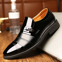 2022 new autumn and winter new mens shoes business formal leather shoes cowhide shoes bright leather feet mens classic dad shoes