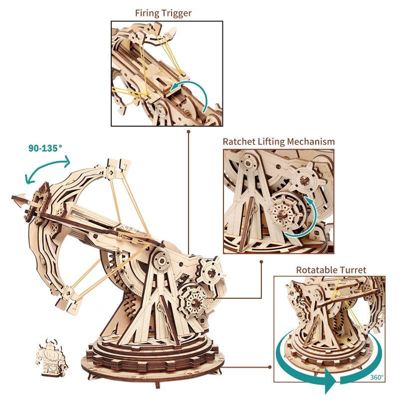 DIY Handmade Birthday Gift Wooden Assembly Model Medieval War Siege Crossbow Cannon Crossbow Arrow Assembly Model