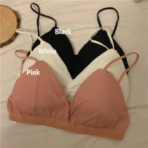 Underwear women summer thin pregnant women bra French triangle cup ice ribbon chest pad small bra strapless no steel ring back