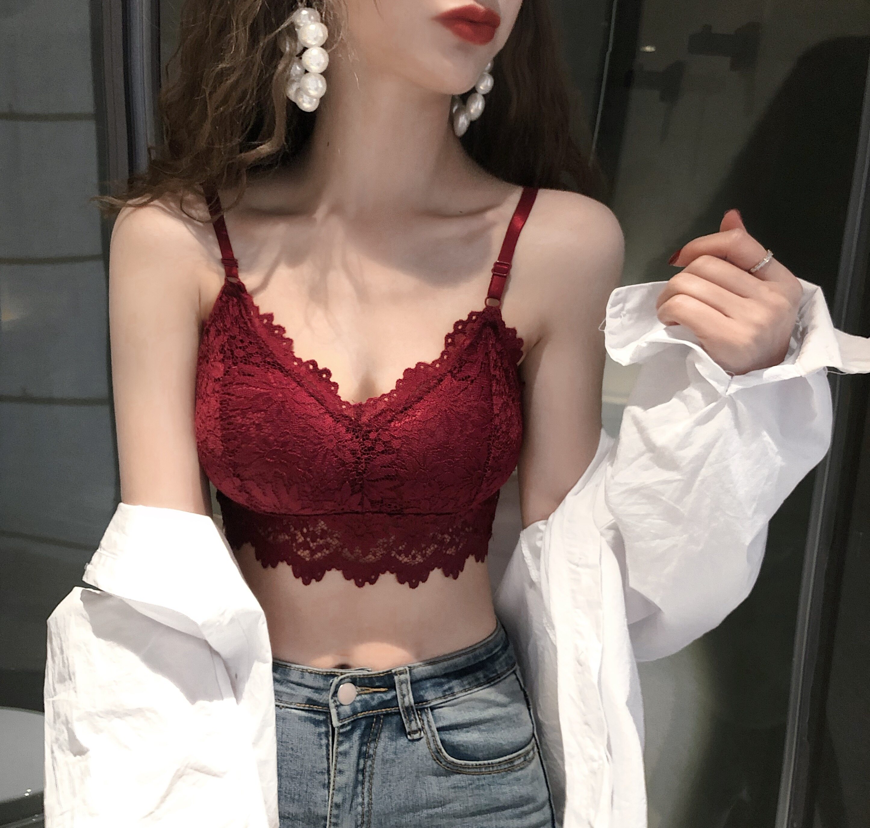 Pregnant woman beautiful underwear flat chest special pregnancy lace vest to put on the bra against drooping thin bra