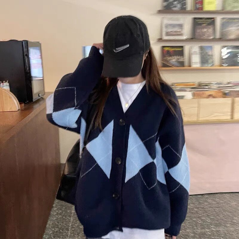 Spring and Autumn 2021 New Lingge Knitted Cardigan Pregnant Women Sweater Women Loose Lazy Autumn Long Jacket