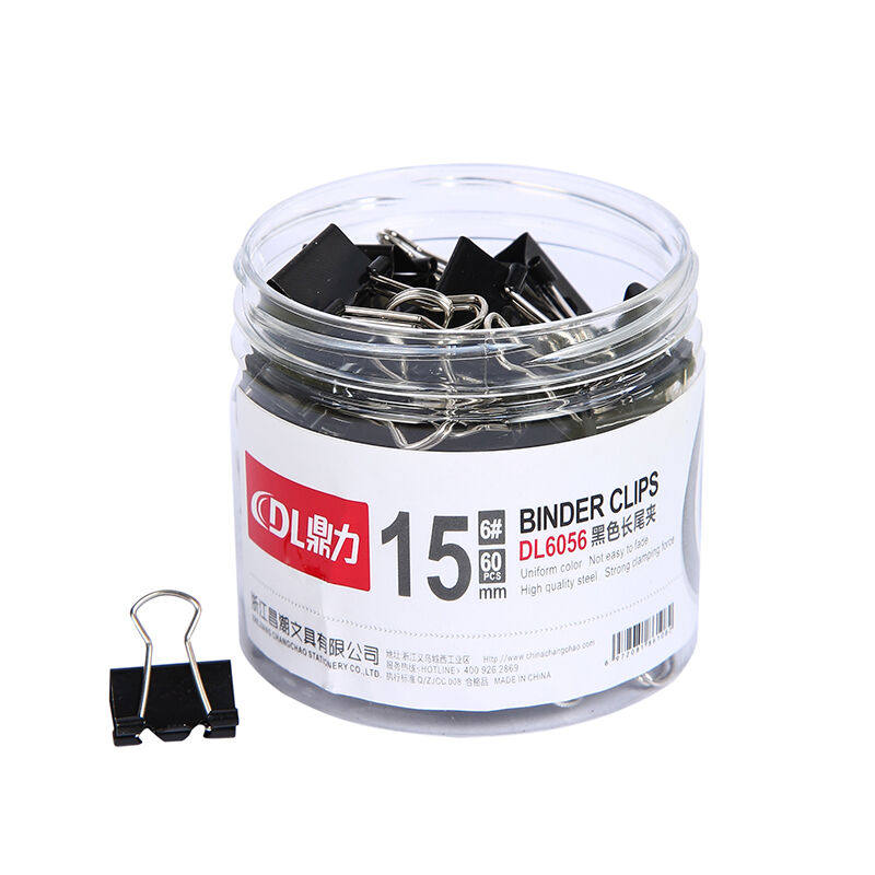 Dingli Black Long Tail Clips 6# Metal Owntail Claims Folder Office Supplies(60 Only 15