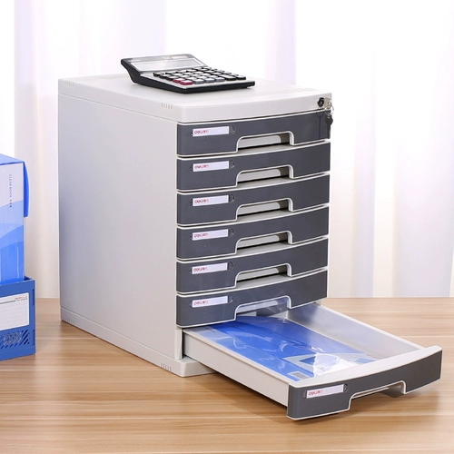 Deli Desktop File Cabinet Office с пластиковым замком пластикового шкафа с утолщенным шестиверительными архивными шкафами A4 Классификация ящика данных, семислойные большие кассовые принадлежности для хранения.