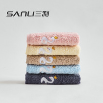 Sanli childrens face towel Pure cotton household water absorption is not easy to lose hair Cotton soft baby childrens towel small face towel 5