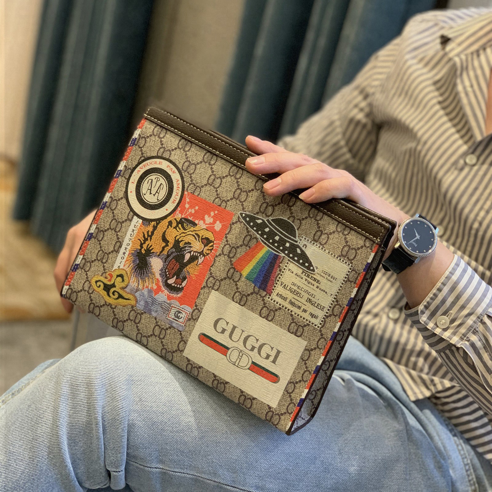 European and American Chauffles Men's and women's bags Business long wallet handbag handbag handbag handbag Handbag Letter Enveloping High-end-Taobao