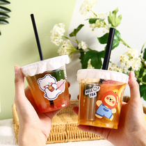Internet celebrity Dudu cup disposable milk tea American coffee raw coconut latte fruit cold drink packaged 500ml plastic cup