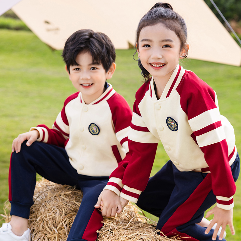 Primary school uniforms class uniforms spring and autumn suit red Three sets Yinglun College Wind kindergarten Garden Costume Entrance to the garden-Taobao