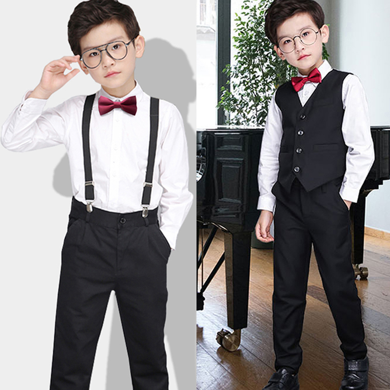 Children's Formal Wear Boys' Host Piano Choir Performance Suit Suit Pants Overalls White Shirt Black Pants Set Children's Formal Wear Boys' Host Piano Choir Performance Suit Suit Pants Overalls White Shirt Black Pants Set