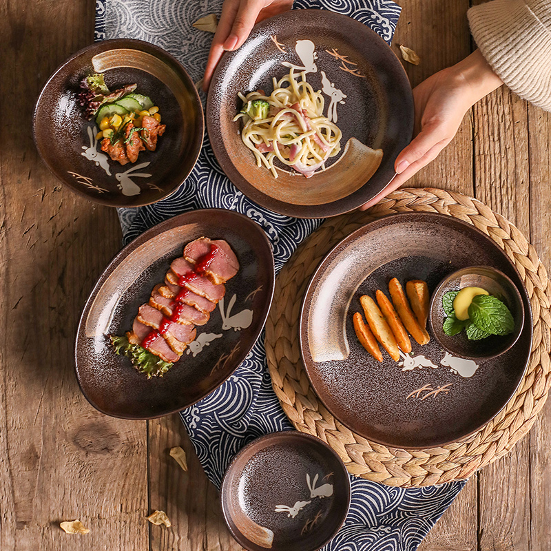 The fawn field'm ceramic tableware dishes yutu imported from Japan Japanese bowl bowl of The big plate of household food dish