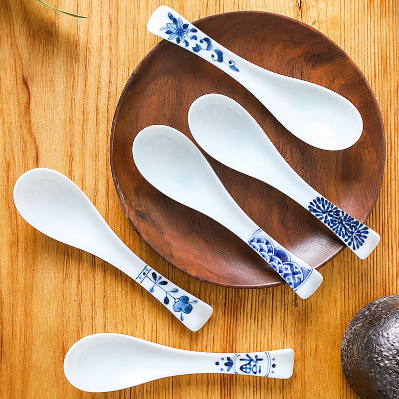 The deer field'm blue winds don ceramic spoon Japanese imported from Japan, spoon, spoon, ladle under glaze color home to take some food