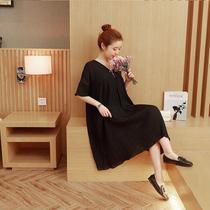 Fat summer short-sleeved maternity dress fat MM summer dress extra loose large size dress 200 catty 150-300 catty