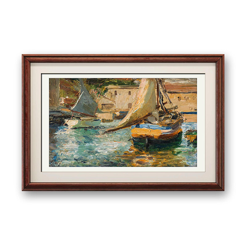 Ogá Vizinger-Florian's Limited Edition Print of the Fishing Boats in the Port of Ragusa, Hanging Painting