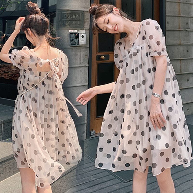Maternity dress summer fashion 2021 new small fresh maternity wear does not show the belly of the foreign party skirt summer wear