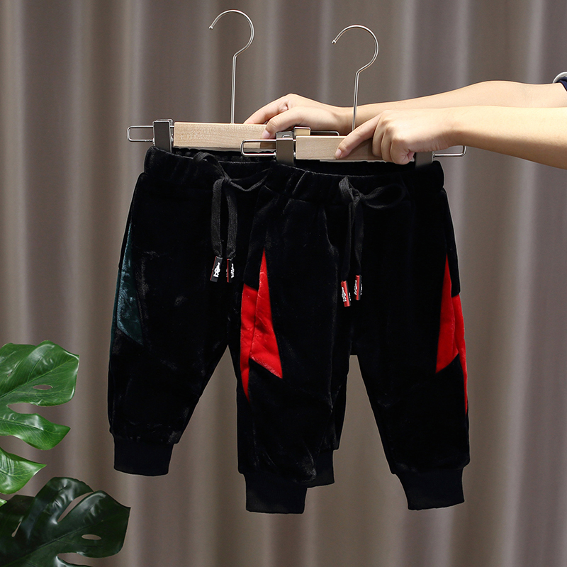 Boy gush thickened pants baby gold velvet trousers 2022 new children Winter outside wearing long pants Korean version of the tide-Taobao
