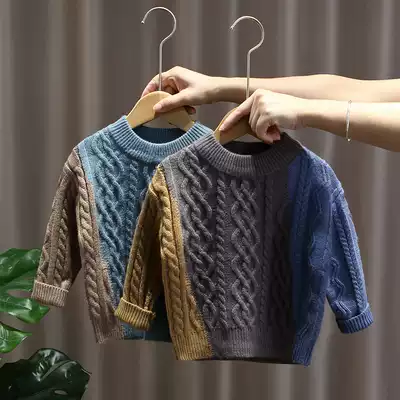 Children's sweater boys' knitwear autumn and winter baby wool top pullover weave foreign school children Base shirt tide