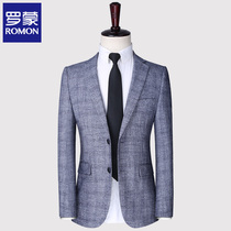 Romon suit mens spring new single western jacket business slim casual suit Korean version of the small suit mens convenient western