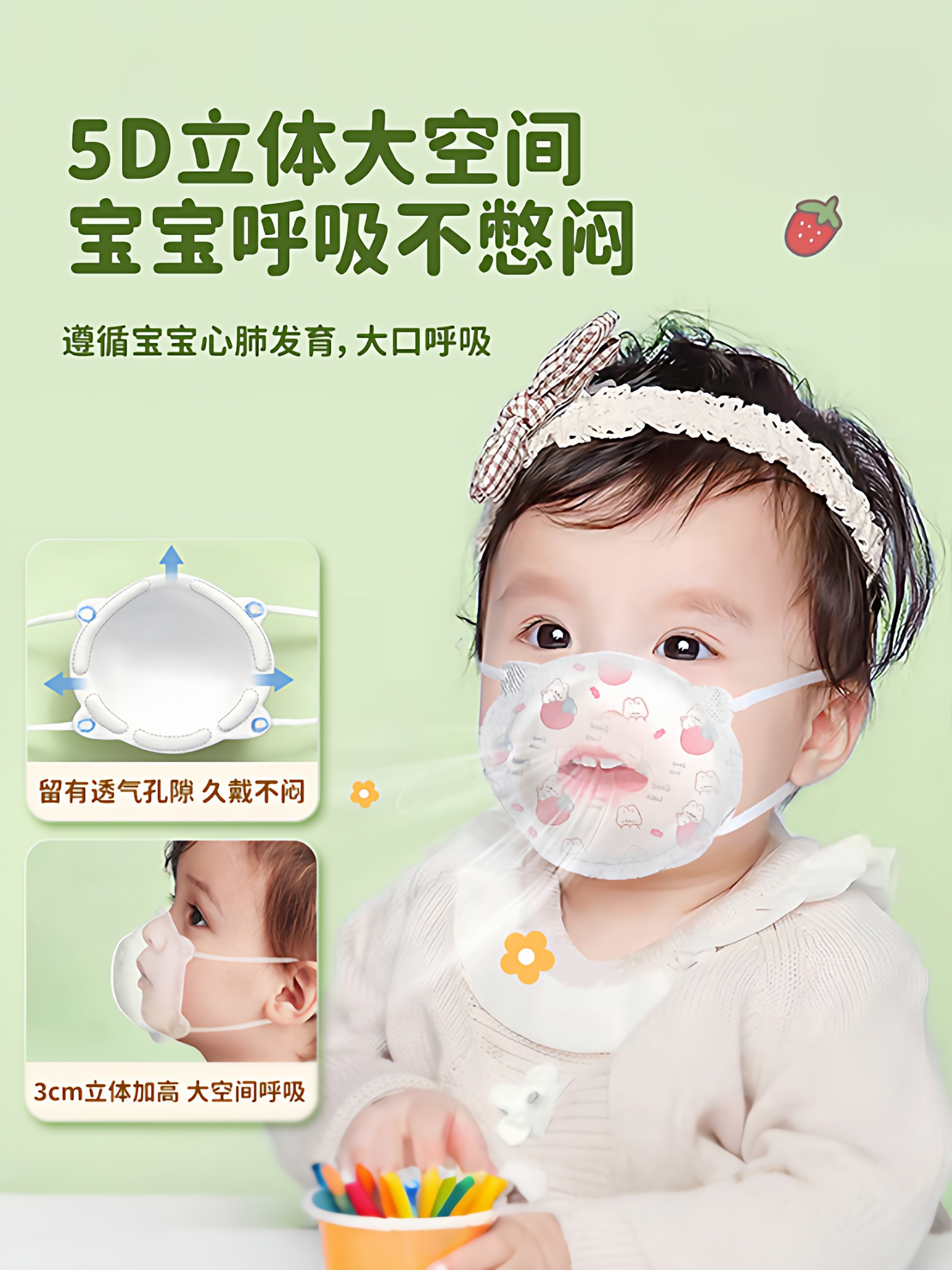 Baby Masks for Infants Aged 0 to 6 Months, Special for Winter, for Infants Aged 1 to 2 Years, 3D Stereo Design That Does Not Pinch the Ears