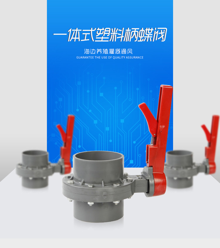 UPVC/PVC塑料连体式蝶阀 PVC蝶阀 海边养殖蝶阀 塑料蝶阀160m