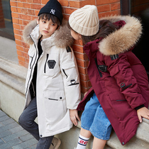 2022 new childrens down clothes boy girls mid-2022 new winter dress female mid-air thickened