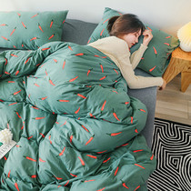 Full cotton washed cotton four pieces of pure cotton nude sleeping knit cotton color woven mesh red with four pieces 1 5m days of geranium 1 8m