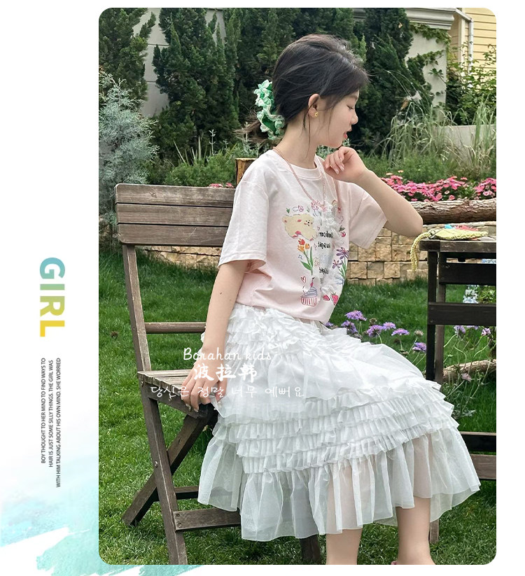 波拉韩女童甜美T恤女孩夏装蕾丝短袖2026新款女大童纯棉半袖衣服 — 10