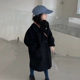 Двусторонное кашемировое зимнее детское длинное шерстяное пальто подходит для мужчин и женщин, детская одежда, средней длины, в западном стиле